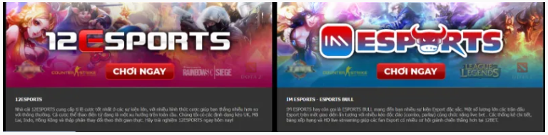 Lựa chọn từ hai sảnh cược esports khác nhau