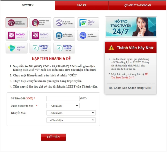 Gửi tiền nhanh chóng và tiện lợi