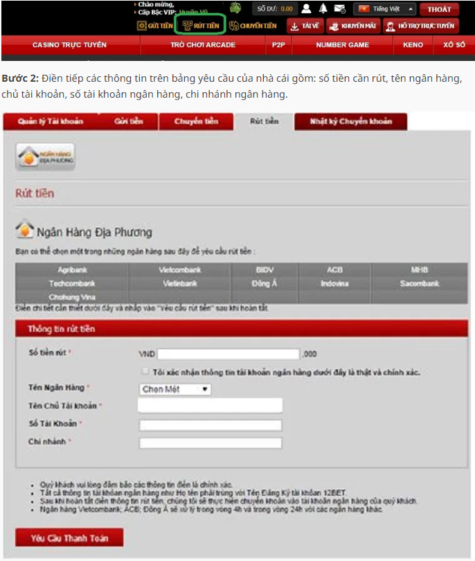Rút tiền nhanh chóng tiện lợi
